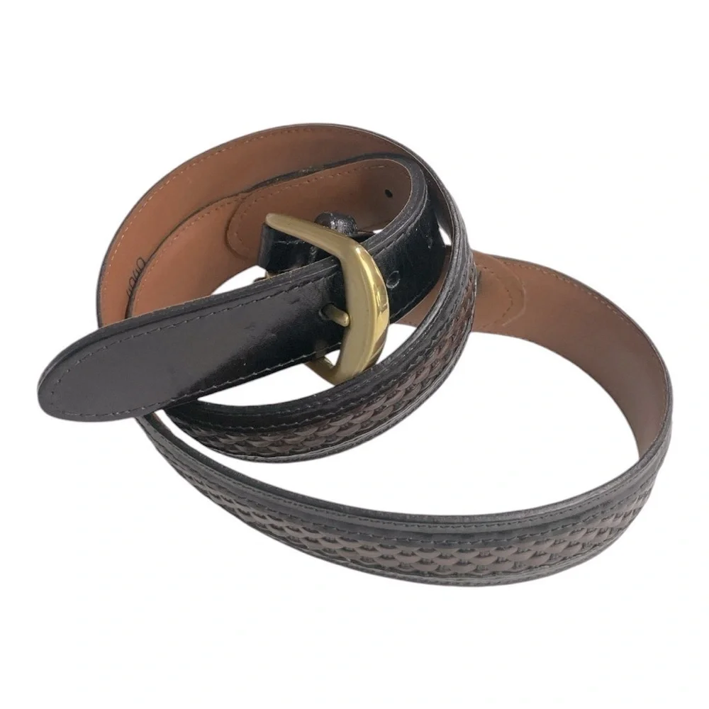 Johnston & Murphy Aniline Kipskin Shoulders Brown Leather Belt 5 Holes Size 34